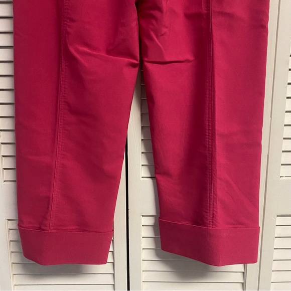 FIBERS Barbara Lesser Women Pink Crop Trouser Pants Wide Leg Drawstring Size 12 - Picture 5 of 6